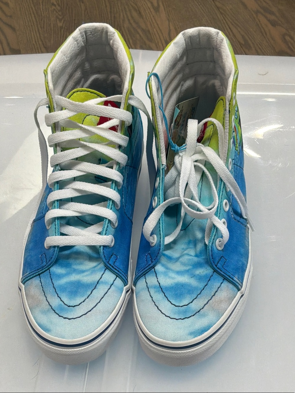 Vans Blue Teal Cloud Print High-Top Sneakers